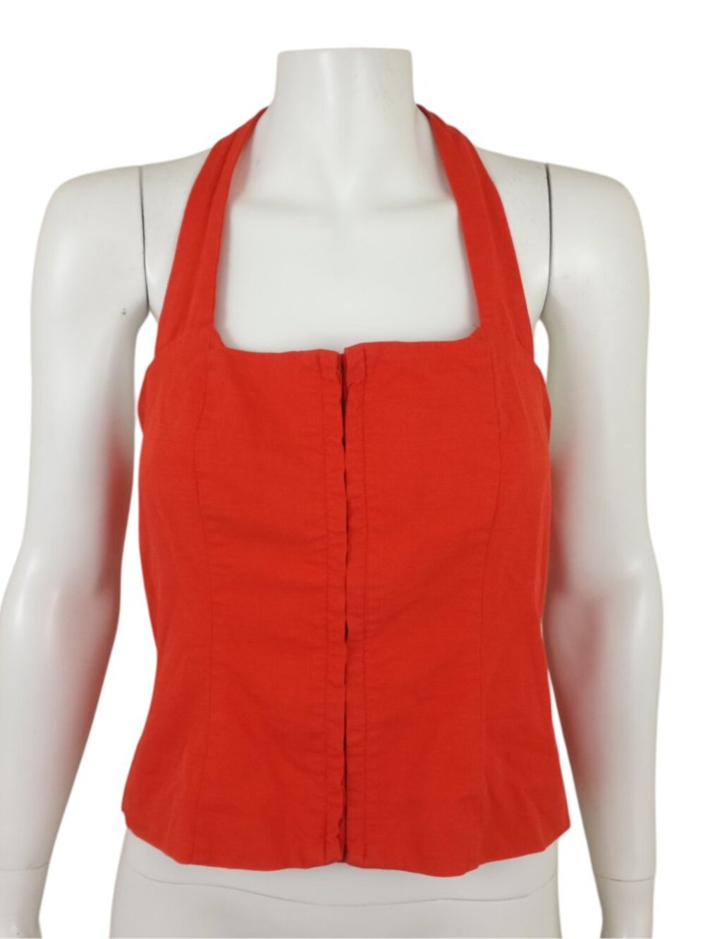 Future Collective x Jenee Naylor Orange Red Tie Neck Halter Top sz Medium